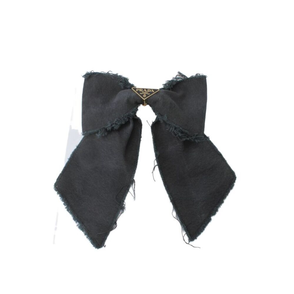 Prada Womens Dark Blue Denim Large Hair Bow Barrette
